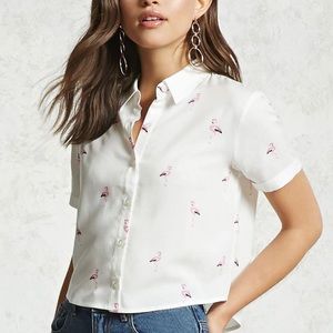 F21 Cropped Flamingo Shirt